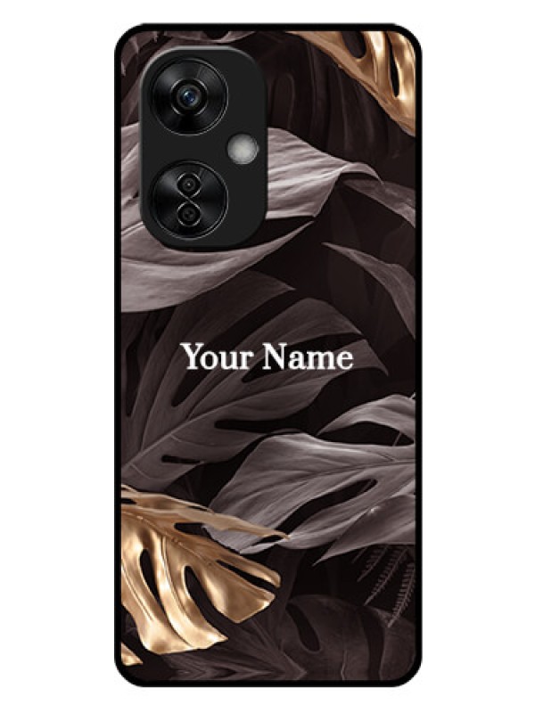 Custom OnePlus Nord CE 3 Lite 5G Personalised Glass Phone Case - Wild Leaves digital paint Design