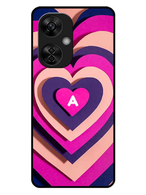 Custom OnePlus Nord CE 3 Lite 5G Custom Glass Mobile Case - Cute Heart Pattern Design