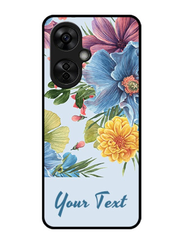 Custom OnePlus Nord CE 3 Lite 5G Custom Glass Mobile Case - Stunning Watercolored Flowers Painting Design