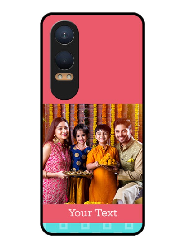 Custom OnePlus Nord Ce 4 Lite 5G Custom Glass Phone CasePeach and Blue Color Design