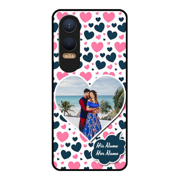 OnePlus Nord Ce 4 Lite 5G Custom Glass Phone CasePink and Blue Heart Design OnePlus Nord Ce 4 Lite 5G Custom Glass Phone CasePink and Blue Heart Design