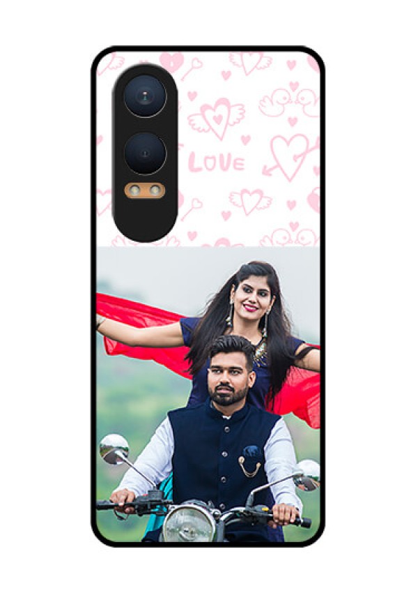 OnePlus Nord Ce 4 Lite 5G Custom Glass Phone CasePink Flying Heart Design
