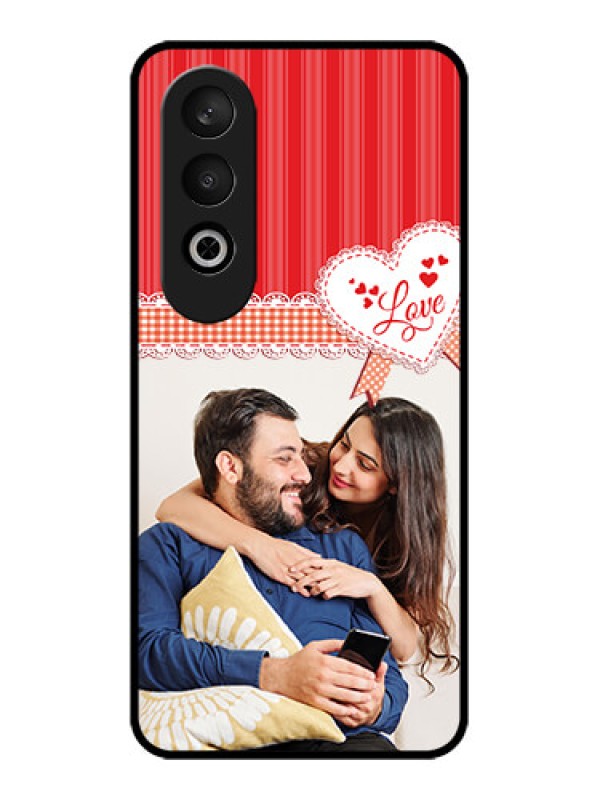 Custom OnePlus Nord CE 4 Custom Glass Phone CaseRed Love Pattern Design