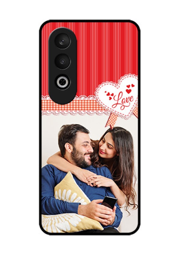 OnePlus Nord CE 4 Custom Glass Phone CaseRed Love Pattern Design