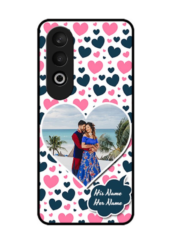 OnePlus Nord CE 4 Custom Glass Phone CasePink and Blue Heart Design