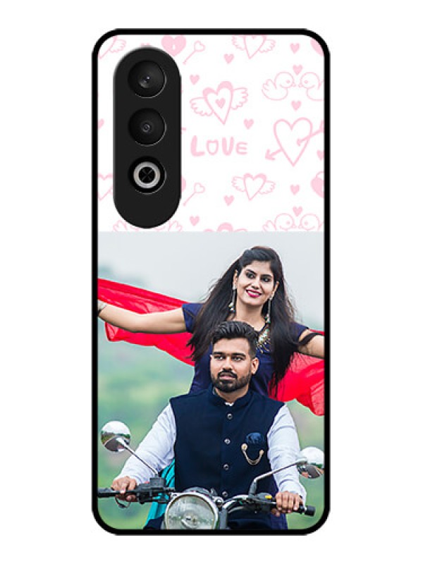 Custom OnePlus Nord CE 4 Custom Glass Phone CasePink Flying Heart Design