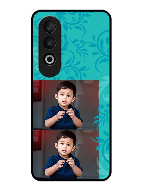 Custom OnePlus Nord CE 4 Custom Glass Phone CaseWith Photo And Green Floral Design