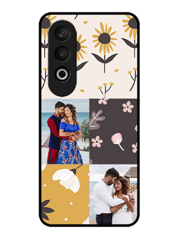 Custom OnePlus Nord CE 4 Custom Glass Phone Case3 Images With Floral Design