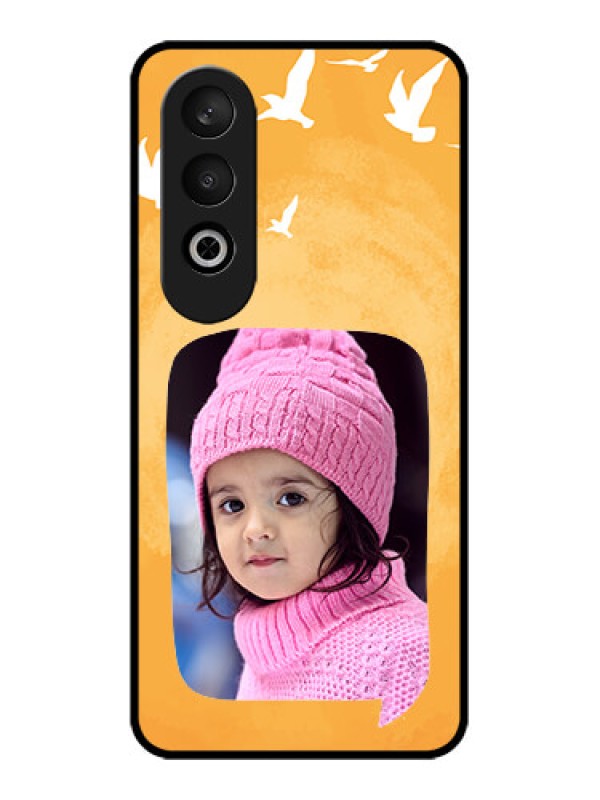 Custom OnePlus Nord CE 4 Custom Glass Phone CaseWater Color Design With Bird Icons