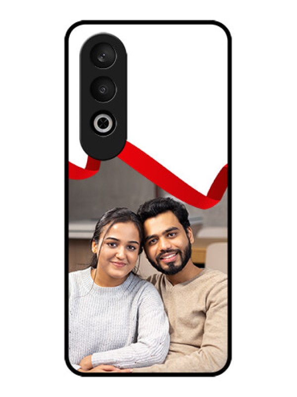 Custom OnePlus Nord CE 4 Custom Glass Phone CaseRed Ribbon Frame Design