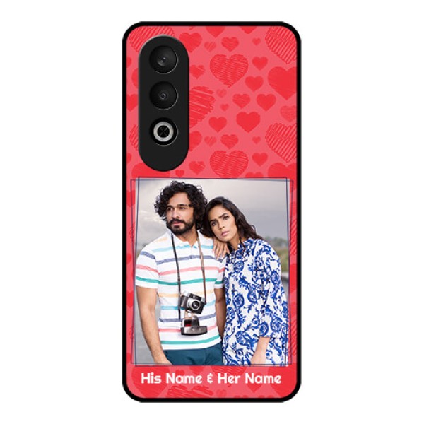 OnePlus Nord CE 4 Custom Glass Phone CaseWith Red Heart Symbols Design OnePlus Nord CE 4 Custom Glass Phone CaseWith Red Heart Symbols Design