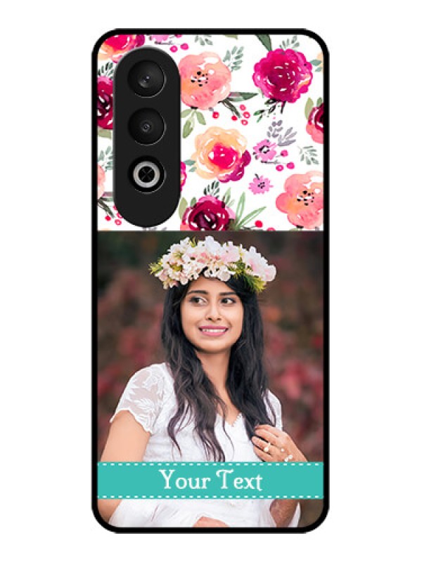 Custom OnePlus Nord CE 4 Custom Glass Phone CaseWater Colors Floral Design