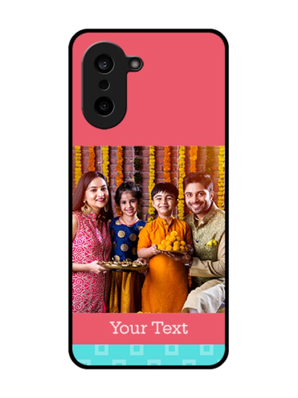 Custom OnePlus Nord CE 5 5G Custom Glass Phone Case - Peach & Blue Color Design