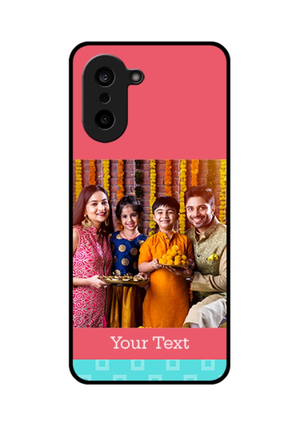OnePlus Nord CE 5 5G Custom Glass Phone Case - Peach & Blue Color Design