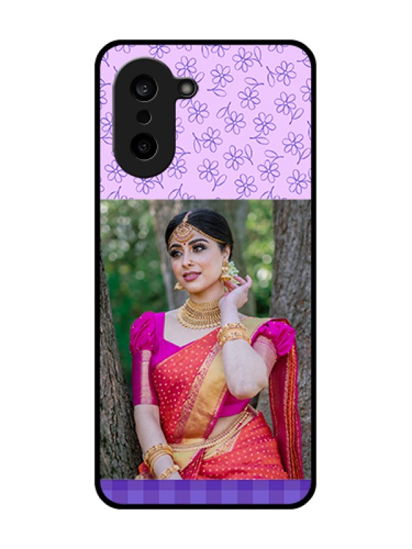 Custom OnePlus Nord CE 5 5G Custom Glass Phone Case - Purple Floral Design
