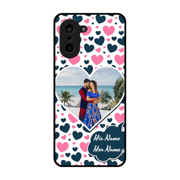 OnePlus Nord CE 5 5G Custom Glass Phone Case - Pink & Blue Heart Design OnePlus Nord CE 5 5G Custom Glass Phone Case - Pink & Blue Heart Design