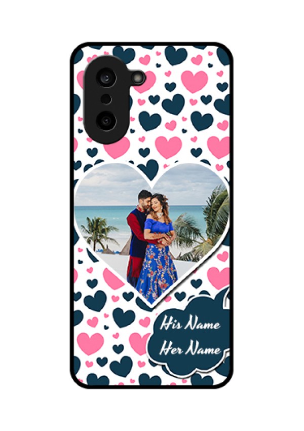 OnePlus Nord CE 5 5G Custom Glass Phone Case - Pink & Blue Heart Design