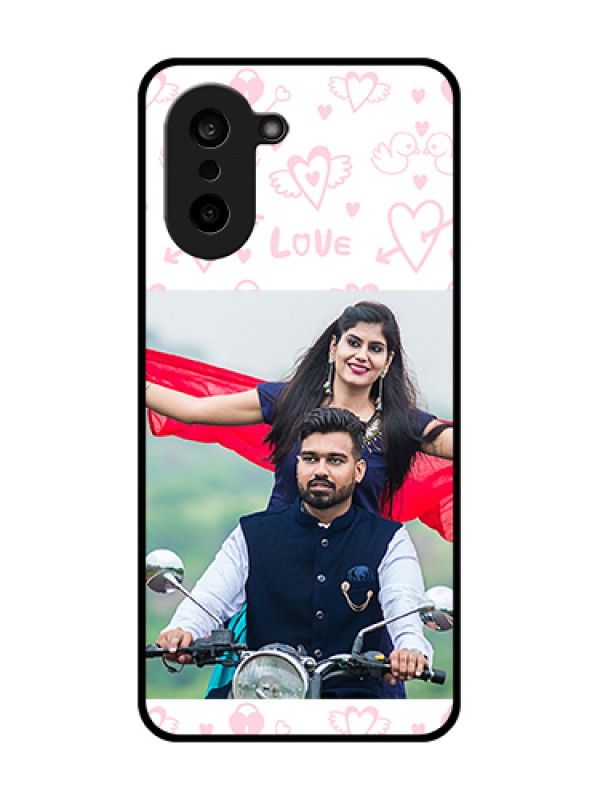 Custom OnePlus Nord CE 5 5G Custom Glass Phone Case - Pink Flying Heart Design