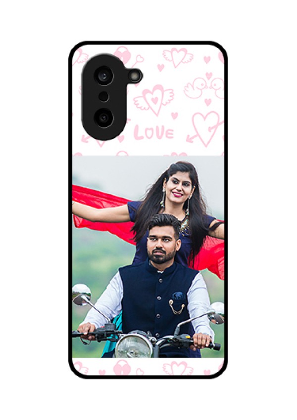 OnePlus Nord CE 5 5G Custom Glass Phone Case - Pink Flying Heart Design