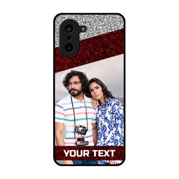 OnePlus Nord CE 5 5G Custom Glass Phone Case - Image Holder With Glitter Strip Design