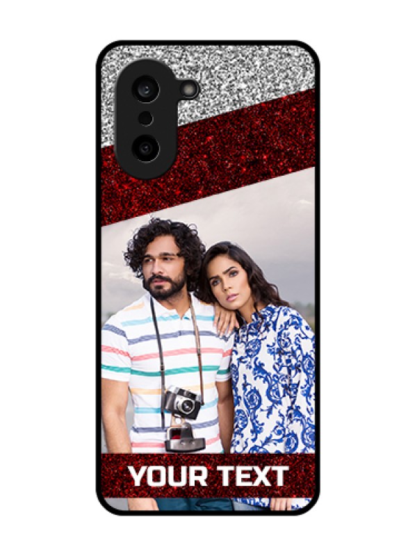 Custom OnePlus Nord CE 5 5G Custom Glass Phone Case - Image Holder With Glitter Strip Design