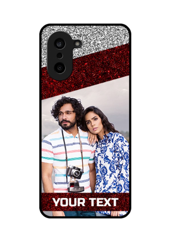 OnePlus Nord CE 5 5G Custom Glass Phone Case - Image Holder With Glitter Strip Design