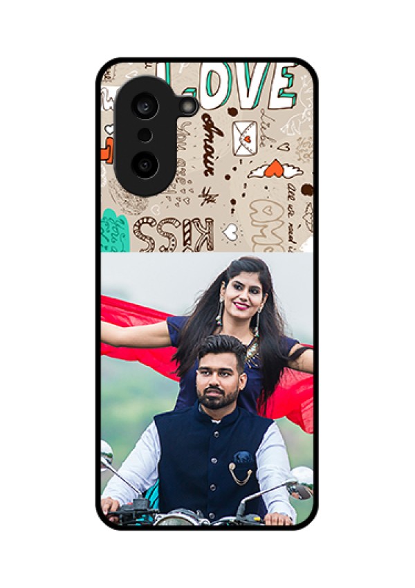 OnePlus Nord CE 5 5G Custom Glass Phone Case - Love Doodle Pattern
