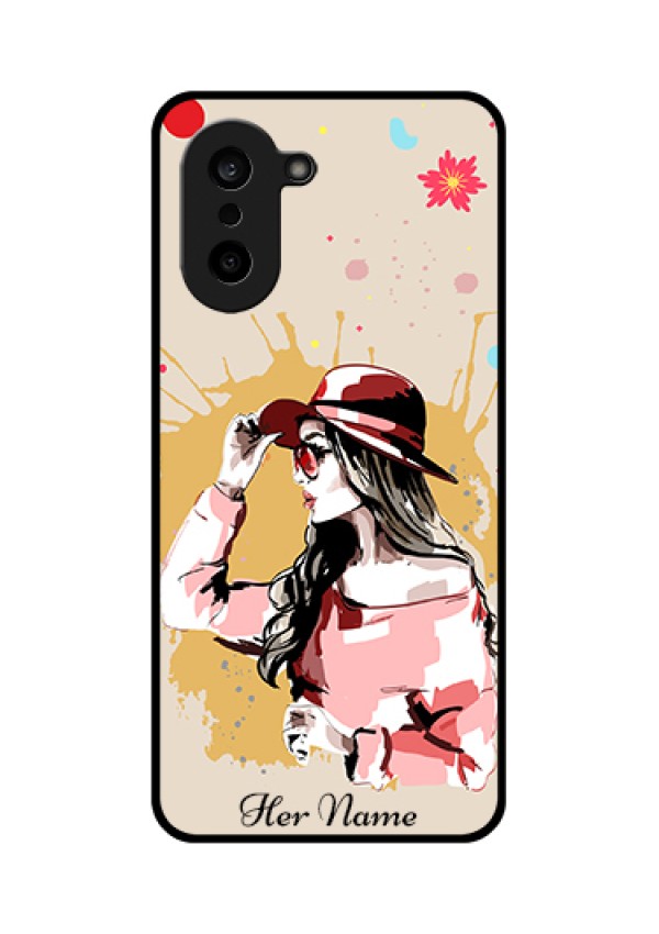 OnePlus Nord CE 5 5G Custom Glass Phone Case - Women With Pink Hat Design