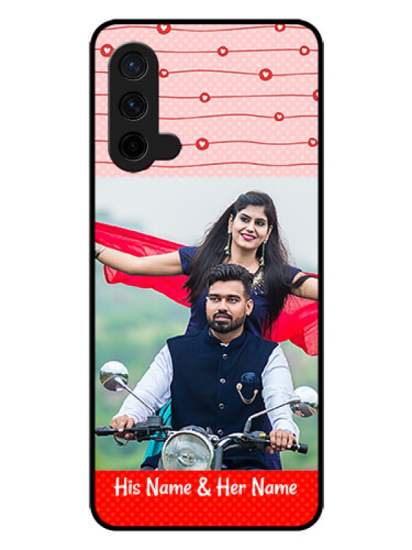 Custom Oneplus Nord CE 5G Personalized Glass Phone Case  - Red Pattern Case Design