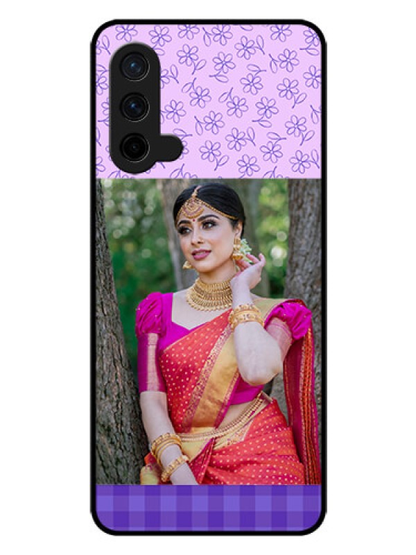 Custom Oneplus Nord CE 5G Custom Glass Phone Case  - Purple Floral Design