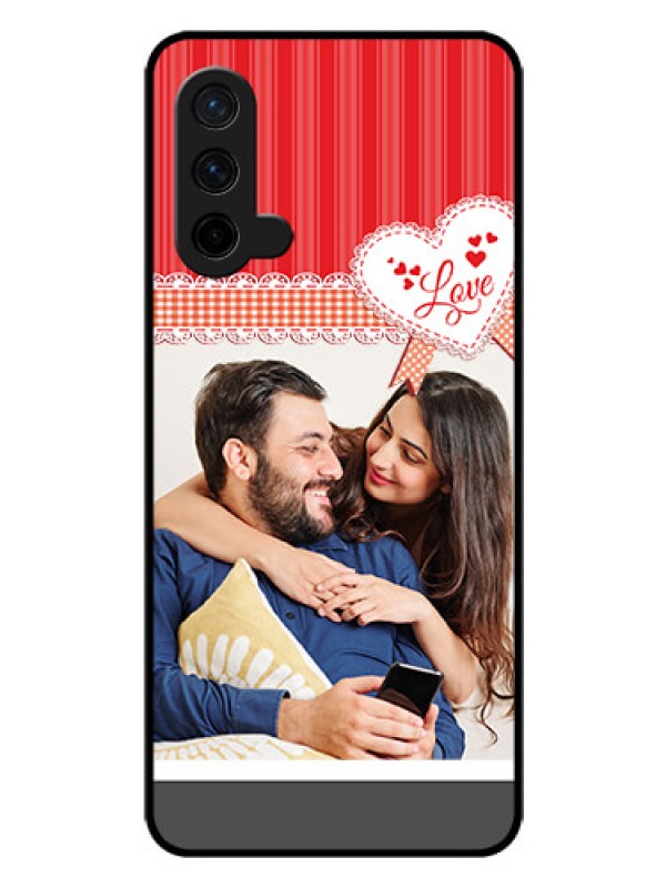 Custom Oneplus Nord CE 5G Custom Glass Mobile Case  - Red Love Pattern Design