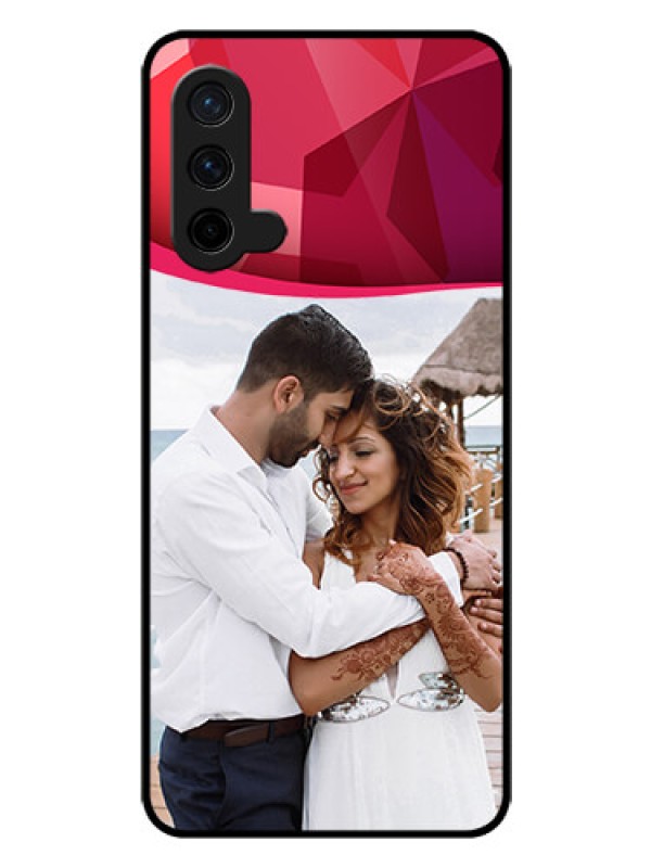 Custom Oneplus Nord CE 5G Custom Glass Mobile Case  - Red Abstract Design