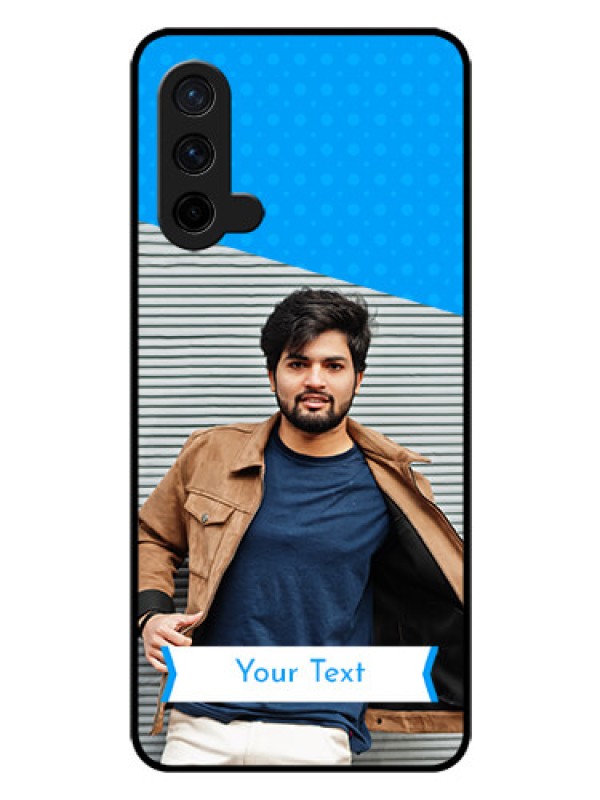 Custom Oneplus Nord CE 5G Photo Printing on Glass Case  - Simple Blue Color Design