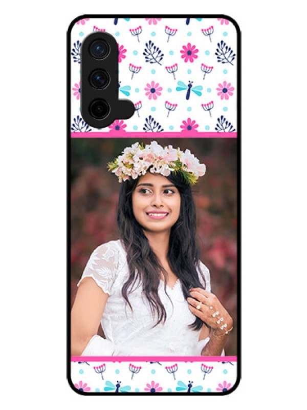 Custom Oneplus Nord CE 5G Photo Printing on Glass Case  - Colorful Flower Design