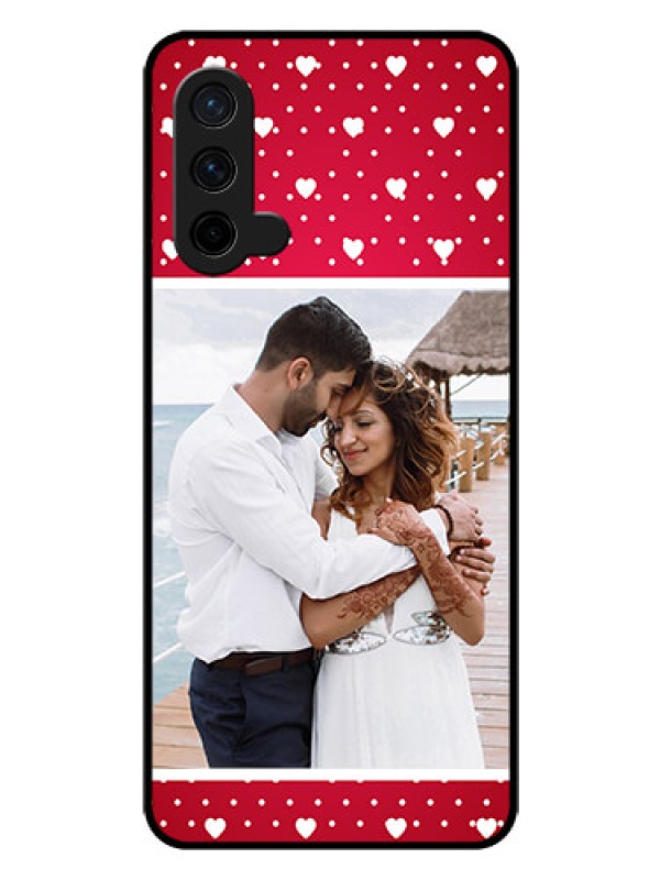 Custom Oneplus Nord CE 5G Photo Printing on Glass Case  - Hearts Mobile Case Design
