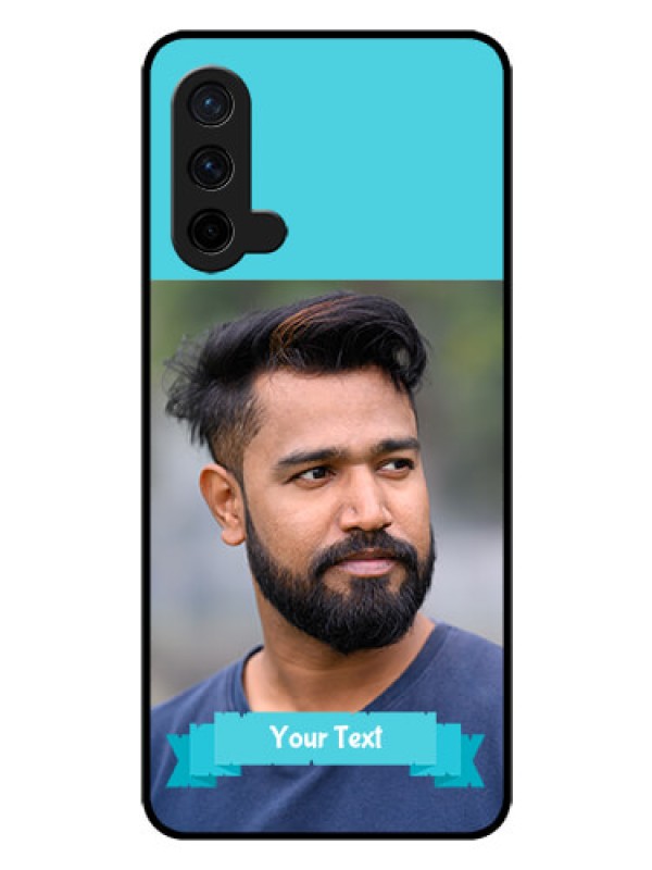 Custom Oneplus Nord CE 5G Personalized Glass Phone Case  - Simple Blue Color Design