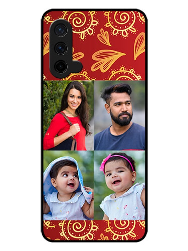 Custom Oneplus Nord CE 5G Photo Printing on Glass Case  - 4 Image Traditional Design