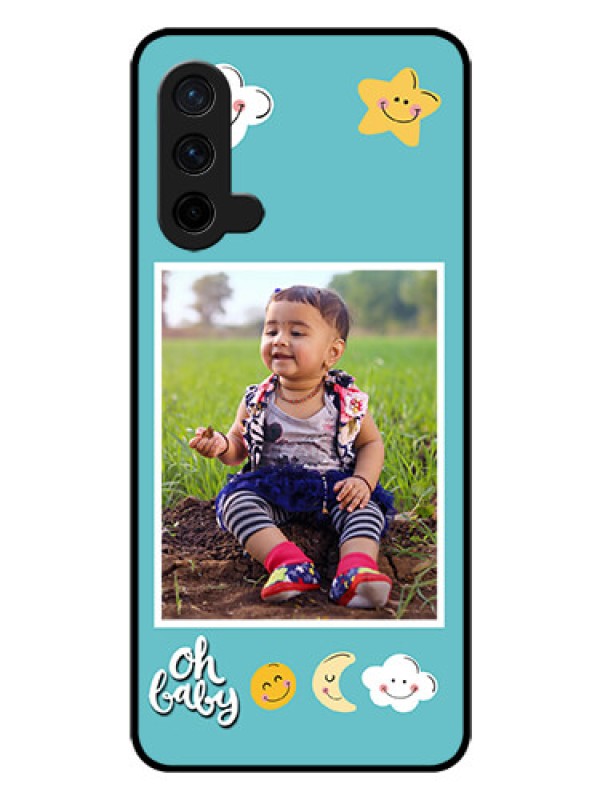 Custom Oneplus Nord CE 5G Personalized Glass Phone Case  - Smiley Kids Stars Design