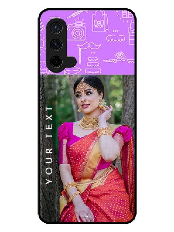 Custom Oneplus Nord CE 5G Custom Glass Mobile Case  - Birthday Icons Design