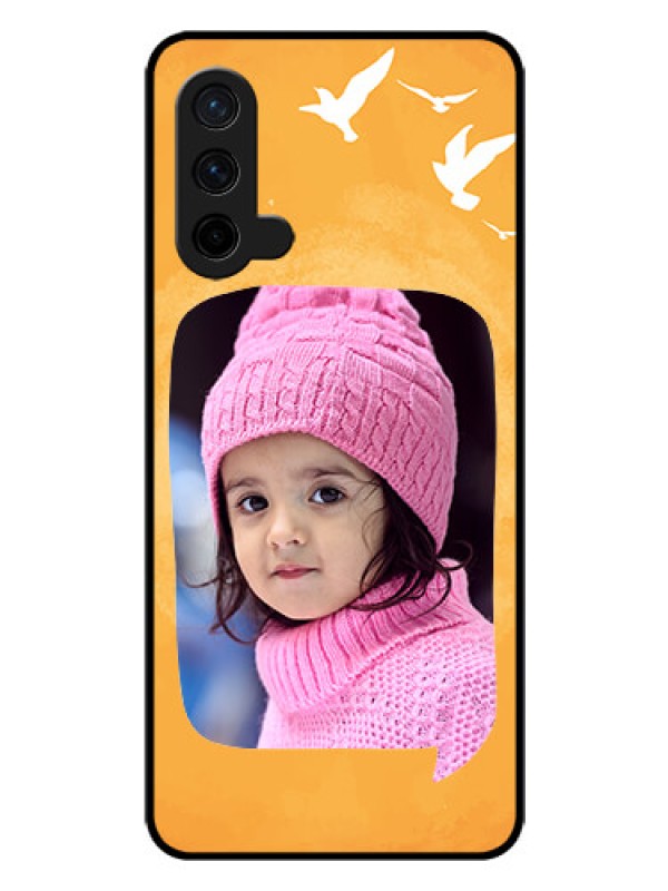 Custom Oneplus Nord CE 5G Personalized Glass Phone Case  - Water Color Design with Bird Icons