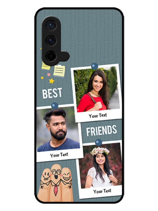 Custom Oneplus Nord CE 5G Personalized Glass Phone Case  - Sticky Frames and Friendship Design
