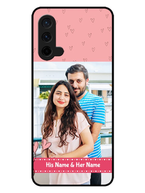 Custom Oneplus Nord CE 5G Personalized Glass Phone Case  - Love Design Peach Color