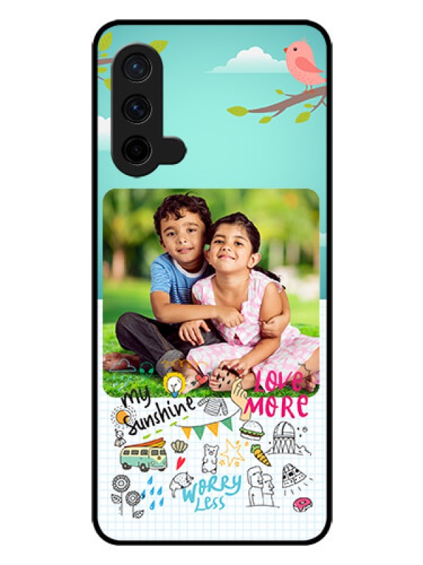 Custom Oneplus Nord CE 5G Photo Printing on Glass Case  - Doodle love Design