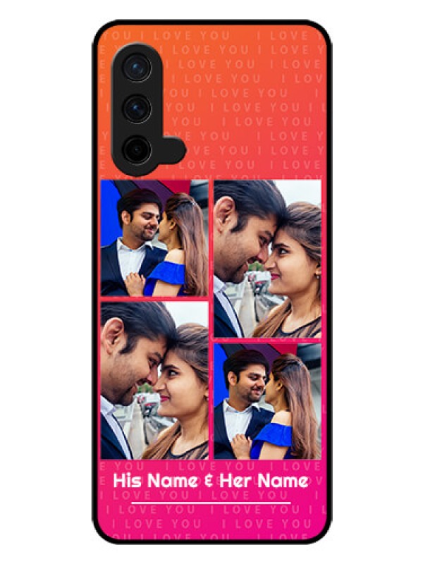 Custom Oneplus Nord CE 5G Custom Glass Phone Case  - I Love You Pink Design