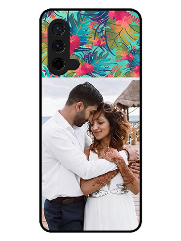 Custom Oneplus Nord CE 5G Photo Printing on Glass Case  - Watercolor Floral Design