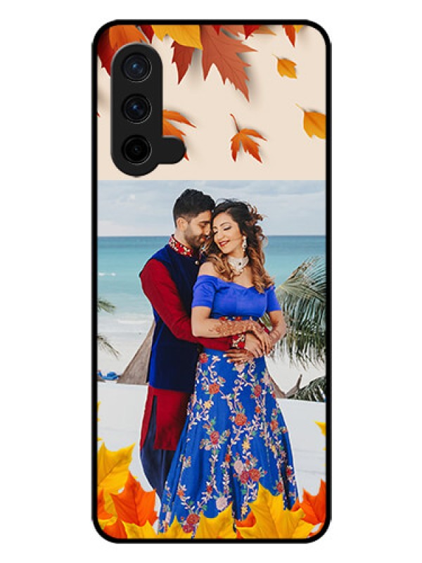 Custom Oneplus Nord CE 5G Photo Printing on Glass Case  - Autumn Maple Leaves Design