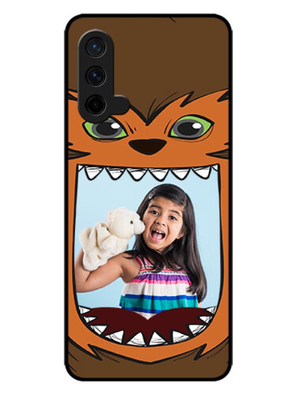 Custom Oneplus Nord CE 5G Photo Printing on Glass Case  - Owl Monster Back Case Design