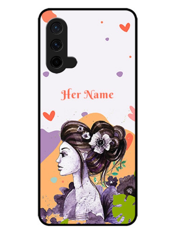 Custom OnePlus Nord CE 5G Personalized Glass Phone Case - Woman And Nature Design