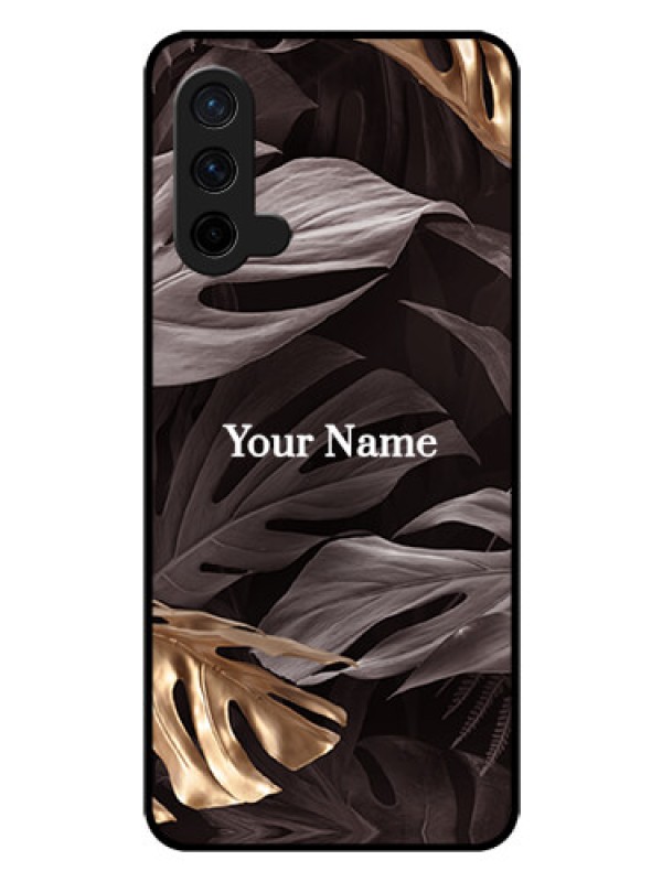 Custom OnePlus Nord CE 5G Personalised Glass Phone Case - Wild Leaves digital paint Design