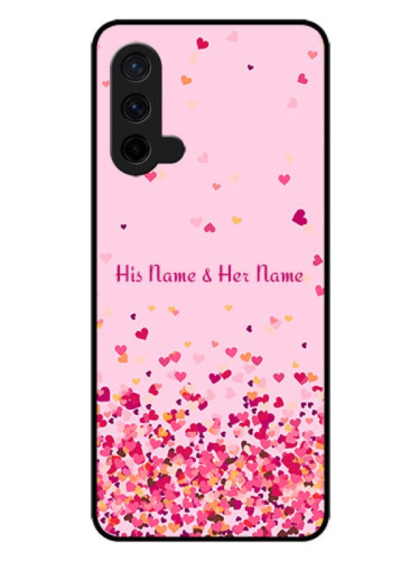 Custom OnePlus Nord CE 5G Photo Printing on Glass Case - Floating Hearts Design